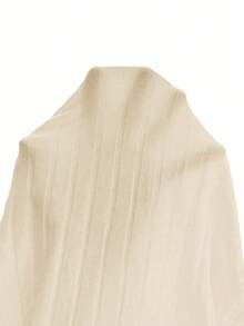 SHEIN Essnce Solid Color Ribbed Knit Sleeveless Scoop Neck Dress - Beige - View 7