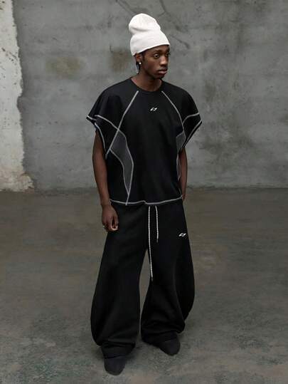 NEON BLANC 男士休闲街头风宽松蝙蝠袖撞色T恤，夏季