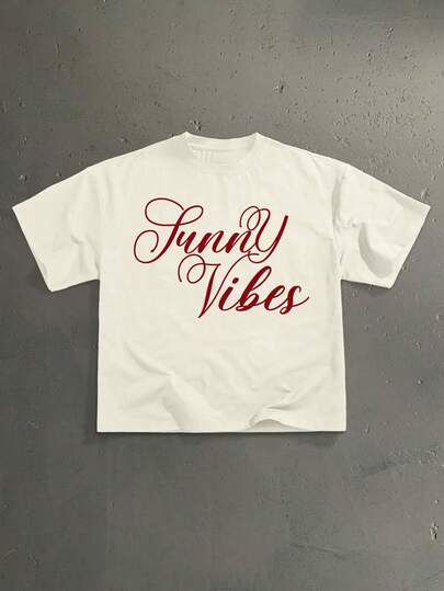 StoneGrade 复古美式英语标语手写体时尚印花男士杏色宽松短袖T恤，约会聚会必备，时尚单品，适合作为男友礼物