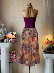 INAWLY 度假风印花打结流苏装饰休闲迷你裙 - 彩色 - 查看 2