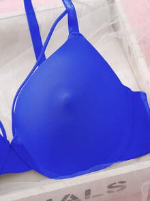 DesireSculpt 1pc Women's Underwire Bra, Comfortable Seamless Lift And Support For Small Bust - Royal Blue - View 3