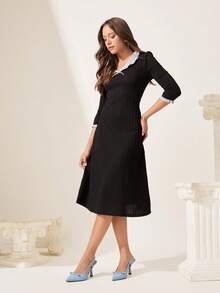 CUCCOO CHICEST Women's Pointed Toe Buckle Design Bow Decor Elegant High Heel Shoes Valentine's Day Elegant Shoes - Blue - View 3