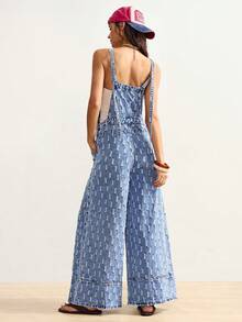 Bohemela Women's Casual Washed Distressed Denim Jumpsuit - Light Wash - View 2