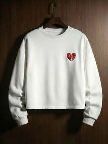 TOKVUE Men's Fashionable 3D English Text Print Pullover Sweatshirt Kpop Clothes - White - View 3