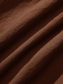 Rusticease 大码纯色打结口袋休闲百搭夏季短裤 - 鏽棕色 - 查看 5