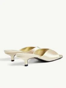 CUCCOO CHICEST Zapatos de tacón abiertos tipo mule, zapatos de vuelta al colegio, zapatos de estudiante universitario, zapatos de primavera, zapatos de vacaciones de primavera, zapatos de Pascua, zapatos de Navidad - Oro claro - Ver 10