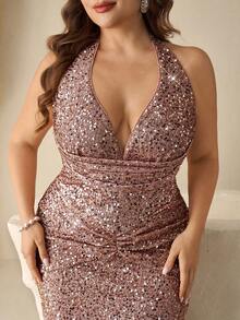 Coutiva Đầm dài tay sang trọng đính sequin, đầm dạ hội cao cấp dành cho tiệc tùng. - Rượu sâm banh - Xem 8