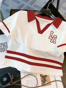 Franclia 修身 Polo 领短袖上衣 + 休闲短裤套装 - 白色 - 查看 5