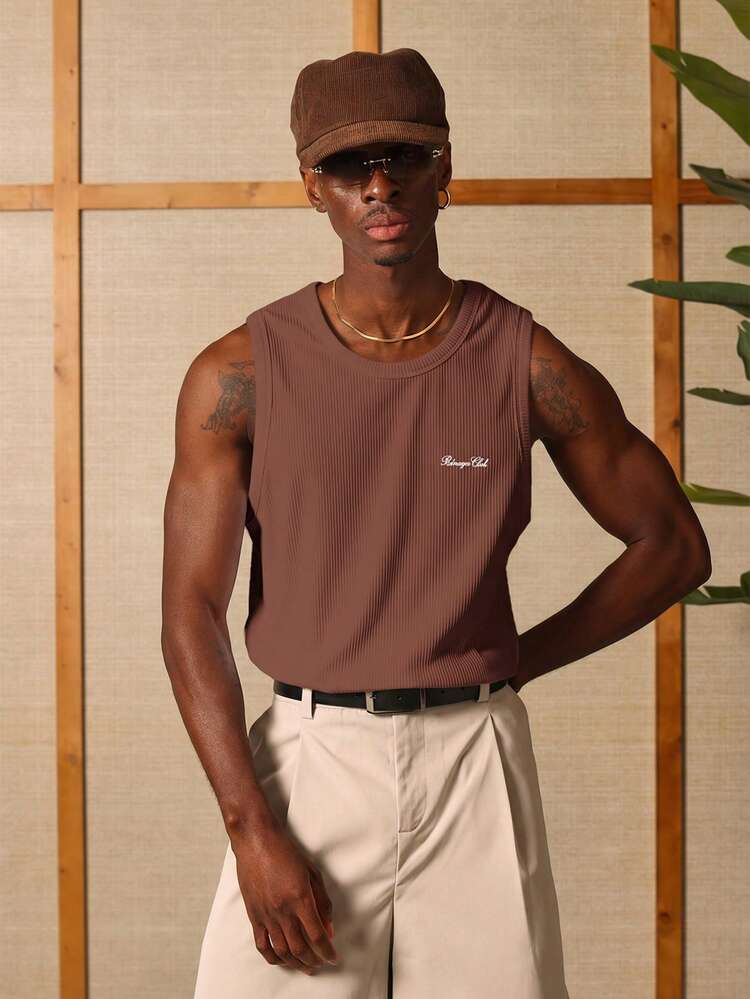 Ribbed Tank Top With Script Logo