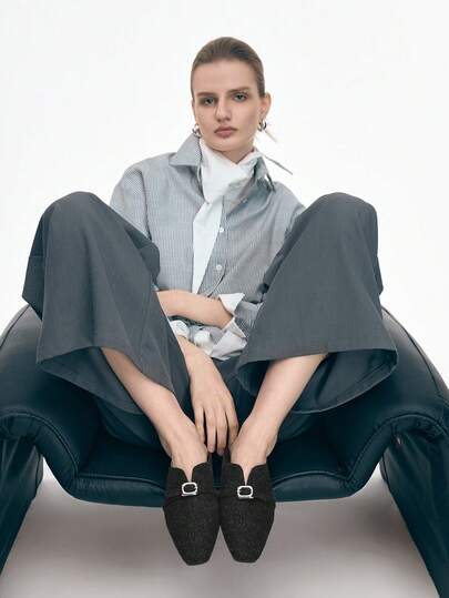 Mnmlis 女士休闲套脚乐福鞋，带搭扣设计