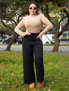 Lupita Cardoza 女式高领短款休闲套头衫 - 咖啡棕 - 查看 1