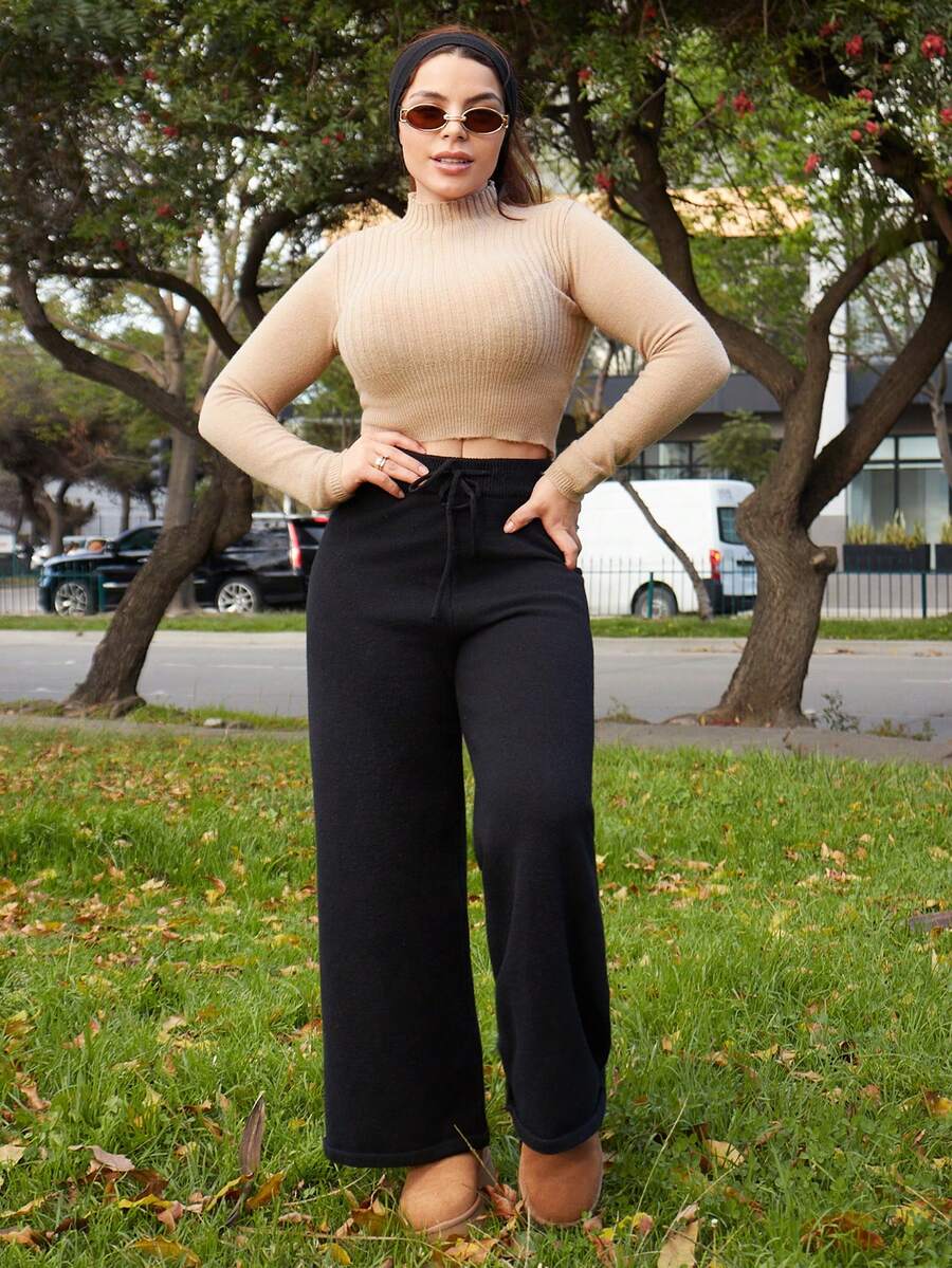 Lupita Cardoza 女式高领短款休闲套头衫 - 咖啡棕 - 查看 1