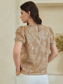 Dazy-Less Spring/Summer Loose Casual Chic Office Outfit Round Neck Old Money Design Women T-Shirt - White - View 2