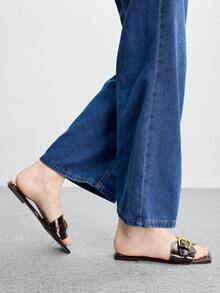CUCCOO BIZCHIC 女士银色网面简约平底优雅休闲舒适一脚蹬鞋，适合工作、通勤、约会、正式场合等春季穿着。 - 棕色 - 查看 5