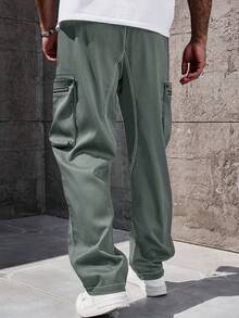 Manfinity Homme Plus Size Men's Casual Cargo Pants, Versatile For Daily Wear Men's Cargo Green Cargo Pants Men Utility Pants - Mint Green - View 2