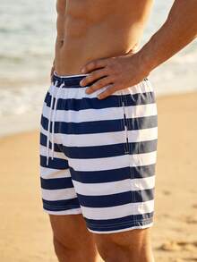 Traje de Baño para Hombre de Secado Rápido - Cómodo y Fresco para Playa, Piscina y Verano - AZUL Y BLANCO - Ver 2
