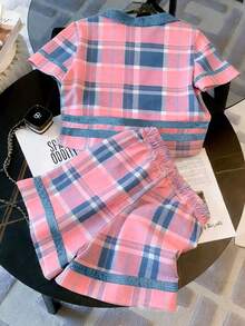 Franclia Fitted Polo Collar Short Sleeve Top + Casual Shorts Set - Multicolor - View 2