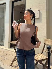 Siren Gaze Áo kiểu chữ A hở lưng hình bướm dành cho nữ, mẫu mới mùa hè. - Màu nâu  Mocha - Xem 5