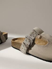 Solecia Giày bệt nữ thiết kế khóa cài, kiểu dáng thường ngày, đa năng. - Xám - Xem 5