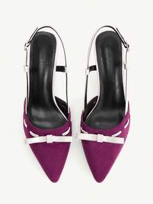 CUCCOO CHICEST 圣诞节棕色樱桃尖头细高跟露跟女式高跟鞋 - 酒紅色 - 查看 9