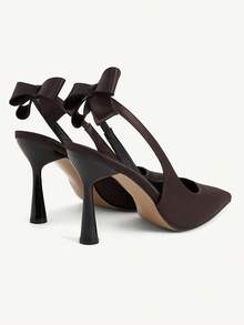 CUCCOO CHICEST Giày cao gót mũi nhọn, đế thấp, gót mảnh, quai sau đính nơ, hở gót, kiểu dáng thanh lịch và thoải mái cho nữ, thích hợp cho các buổi tiệc tối mùa xuân/thu, màu đen. - Cà phê nâu - Xem 10