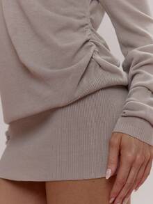 MUSERA Off The Shoulder Slouchy Fit Long Sleeve Knit Mini Dress Cute Girly Sexy Spring Winter Going Out Daily Easter Sugar Swizzle - Grey - View 6