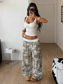 Coolane Dambyxor med trädgrenmönster och vida ben - Multifärgad - Visa 6