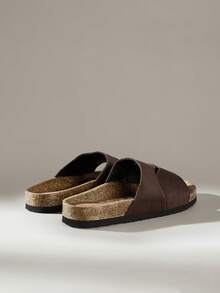 Solecia Women's Hollow-Out Design Open Toe Breathable Beach Sandals, Coffee Brown Casual Vacation Flat Slippers - Coffee Brown - View 4