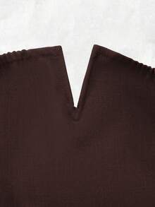 Olithes 复古时尚露肩抹胸上衣搭配直筒休闲裤，时尚又显瘦 - 棕色 - 查看 3