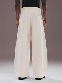 STYNVO Men's Casual Versatile Commuter Solid Color Wide Leg Pants Men Pants Dress Men Wide Leg Pants Cream Pants - Apricot - View 2