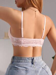 DesireSculpt 1 chiếc áo ngực nữ thời trang tối giản hình trái tim có ren cài phía trước và gọng - Màu Hồng baby - Xem 2