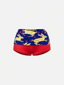 Y2Kool Maria Clara Maia Blue & Red Color-Block Rabbit Rose Easter Y2K Street Fashion Casual Women's Lace Patchwork Two-Piece Set, Suitable For Autumn And Winter Home, Party, Vacation, Holiday, And Daily Outfits - Blue - View 6
