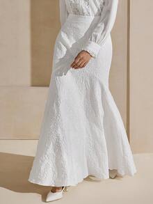 Graceveil Chân váy xếp ly ren màu nâu thanh lịch dành cho nữ - trắng - Xem 5