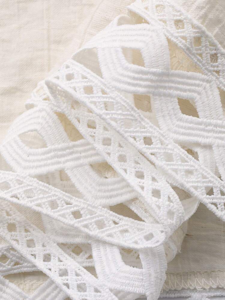 2pcs Women's Heavy Lace Patchwork Off-Shoulder Top And Wide-Leg Pants Set