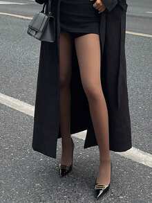 DAZY 女士弹力透明连裤袜，适合外出和约会 - 咖啡棕 - 查看 3