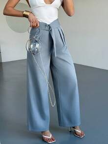 Rafferiza 女士高腰阔腿宽松休闲裤 - 淺灰色 - 查看 5