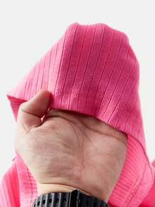 SHEIN EZwear Maglietta a maniche lunghe con collo alto a costine, taglia grande, colore rosso rosa - Fucsia - Visualizzare 7