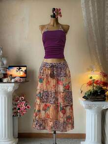 INAWLY 度假风印花打结流苏装饰休闲迷你裙 - 彩色 - 查看 4