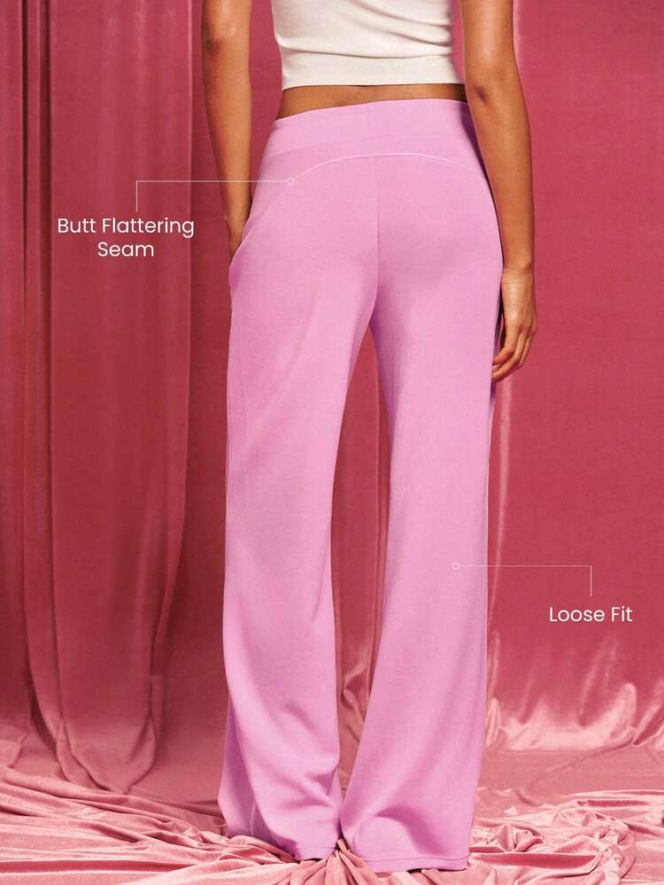 SoftCalm Modal Silky-Smooth Comfy Drawstring Waist Relaxed Fit Contrast Color Leg-Lengthening Sweatpants With Side Pockets Daily Casual Wear Fall Winter