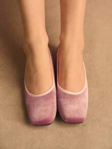 Rosivie Women's Square Toe Fashionable High Heels For Daily Commute - Barely Pink - View 2