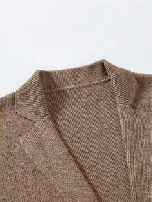 Manfinity Homme Áo khoác cardigan nam đơn sắc tối giản thường ngày - Màu be - Xem 4