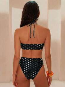 Swim Chiccia Bộ đồ bơi nữ màu trơn in hoa, bikini cho kỳ nghỉ hè ở bãi biển. - màu đen - Xem 4