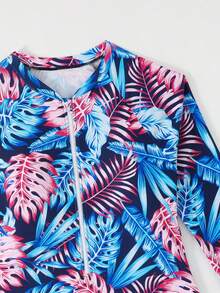 SHEIN 2025新款少女连体泳衣,休闲树叶印花,时尚可爱,优雅精致,适合夏季游泳和度假 - 彩色 - 查看 6