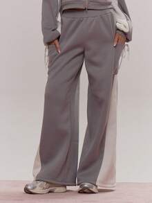 MUSERA 缎面系带蝴蝶结侧边拼接松紧腰阔腿慢跑裤，仅下装，可爱少女性感，春冬季日常外出皆宜，复活节糖果色 - 彩色 - 查看 2