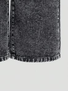 少女两件套牛仔裤套装，夏季新品，四季皆宜，中蓝色、黑色、灰色水洗牛仔布，休闲学院风，做旧宽松阔腿直筒裤，舒适棉质牛仔面料，适合日常穿着、上学、通勤。 - 彩色 - 查看 6