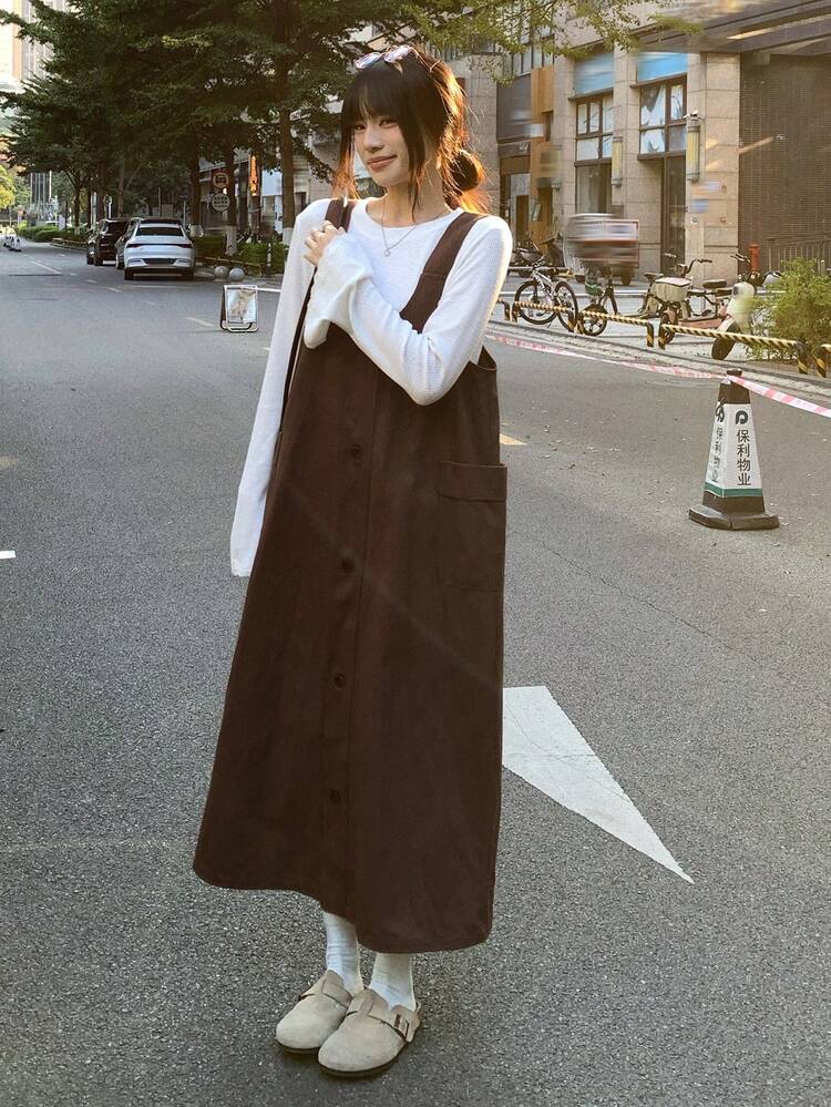 Women's Solid Color Scoop Neck Oblique Pocket Casual Sleeveless Dress Sundress Summer