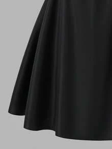 少女休闲优雅吊带束腰连衣裙，适合日常、派对和各种活动穿着。 - 黑色 - 查看 4