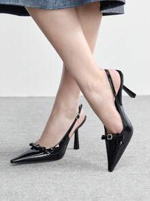 CUCCOO BIZCHIC Tacones altos de punta cuadrada, sexy y de moda para mujer - Negro - Ver 2