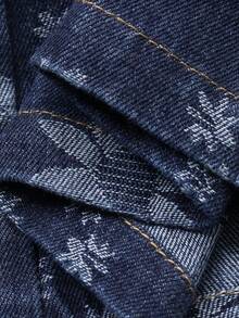 DAZY Women's All-Over Print Tie-Up Waist Loose Wide Leg Denim Jumpsuit - Blue - View 3