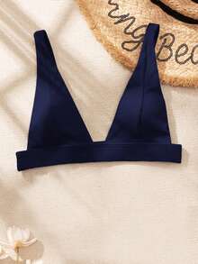 Swim Basics Women's Solid Color Minimalist Daily Swimwear Top - Navy Blue - View 4